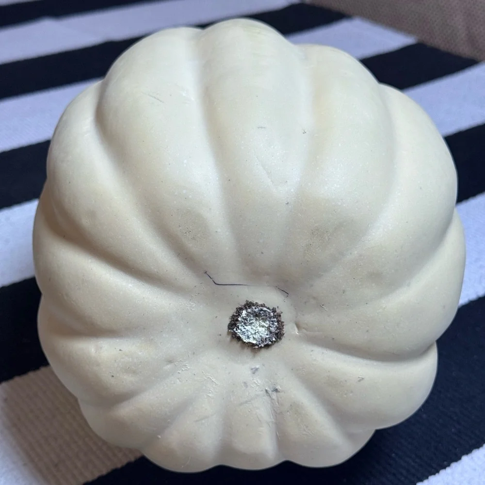 Pottery Barn Oversized White Rustic Halloween Pumpkin- 7.5”